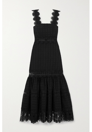 WAIMARI - + Net Sustain Ibiza Tiered Lace-trimmed Broderie Anglaise Cotton Midi Dress - Black - x small,small,medium,large,x large