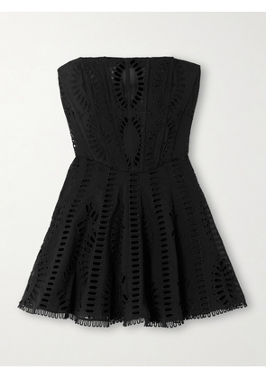 Charo Ruiz - Zannick Strapless Broderie Anglaise Cotton-blend Mini Dress - Black - x small,small,medium,large,x large