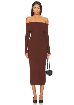 Line & Dot Heart Struck Midi Dress in Brown. Size L, M, XS.