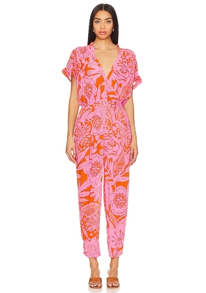 Poupette St Barth Becky Long Jumpsuit in Pink. Size S.