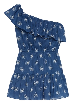 Gucci daisy-print one-shoulder dress - Blue