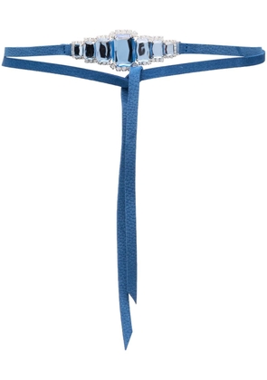 Orciani crystal-embellished leather belt - Blue