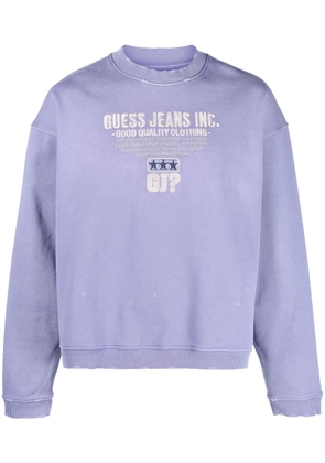 GUESS USA distressed-effect embroidered-logo sweatshirt - Purple