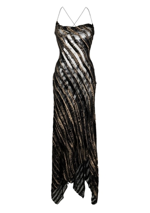 Roberto Cavalli metallic-threading sheer gown - Black