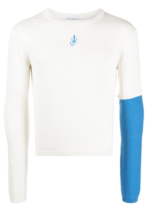 JW Anderson detachable-sleeve logo-embroidered jumper - Neutrals
