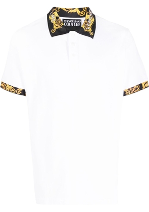 Versace Jeans Couture Barocco-print shirt-sleeve polo shirt - White