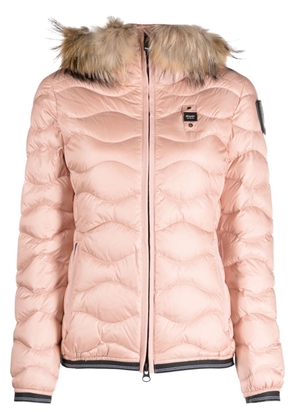 Blauer logo-patch hooded puffer jacket - Pink