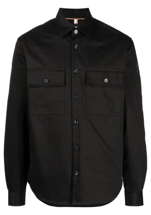 BOSS logo-patch cotton shirt jacket - Black