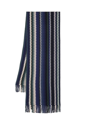 Missoni zigzag-print fringe-detailing scarf - Blue