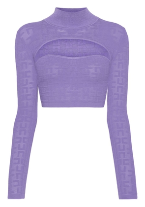 Elisabetta Franchi logo-jacquard knitted top - Purple