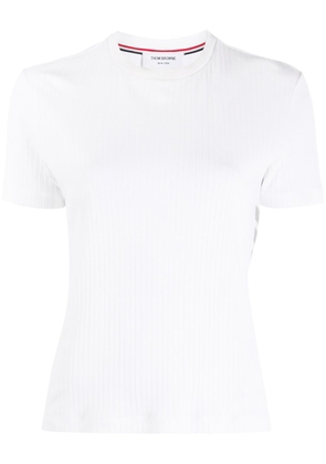 Thom Browne ribbed round-neck cotton top - White