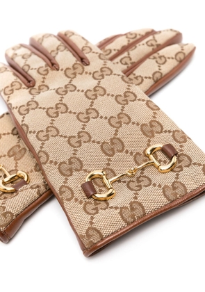 Gucci Pre-Owned GG Supreme panelled gloves - Neutrals