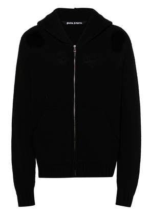 Palm Angels logo-intarsia zip hoodie - Black