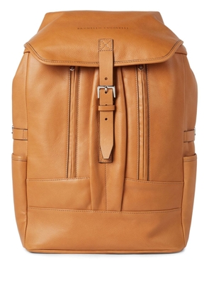 Brunello Cucinelli buckle-fastened leather backpack - Brown