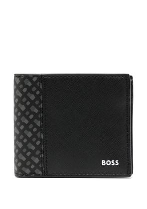BOSS monogram-print leather wallet - Black