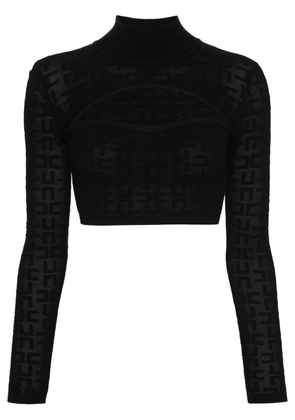 Elisabetta Franchi logo-jacquard knitted top - Black