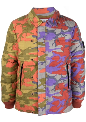 Stone Island camouflage-print colour-block padded jacket - Grey