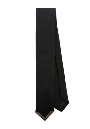 Valentino Garavani V-appliqué wool blend tie - Black