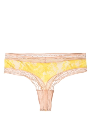 ERES Feuille multi-panel lace tanga briefs - Yellow