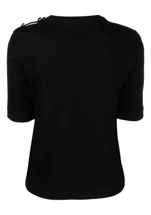 Fay epaulettes-detailed piqué-weave T-shirt - Black