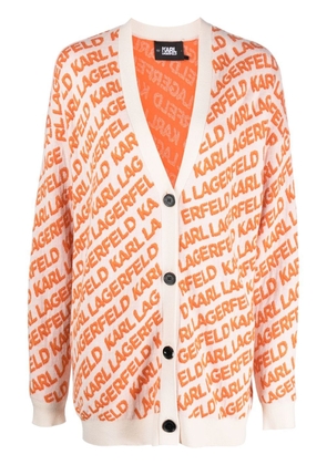 Karl Lagerfeld jacquard logo wool cardigan - Orange