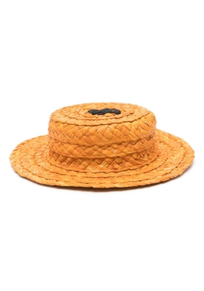 Patou small woven-raffia boat hat - Orange
