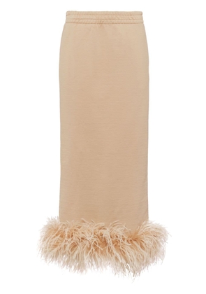 Prada feather-trimmed midi skirt - Neutrals