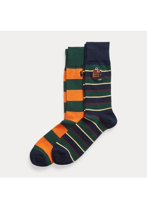 Embroidered Striped Crew Sock 2-Pack