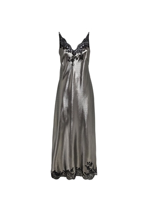 Carine Gilson Silk Lace-Detail Long Nightdress