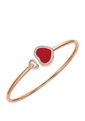 Chopard Rose Gold, Diamond And Red Stone Happy Hearts Bangle