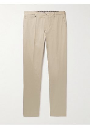 Etro - Slim-Fit Cotton-Blend Gabardine Trousers - Men - Neutrals - IT 46