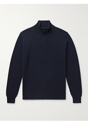 Zegna - Oasi Nubuck-Trimmed Cashmere Half-Zip Sweater - Men - Blue - IT 46