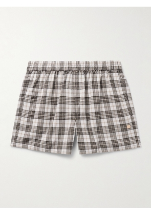Acne Studios - Roxx Straight-Leg Logo-Appliquéd Checked Organic Cotton-Flannel Shorts - Men - Black - XS