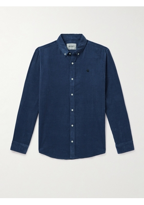 Carhartt WIP - Madison Button-Down Collar Logo-Embroidered Cotton-Corduroy Shirt - Men - Blue - XS