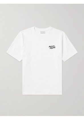 Maison Kitsuné - Logo-Embroidered Cotton-Jersey T-Shirt - Men - White - XS