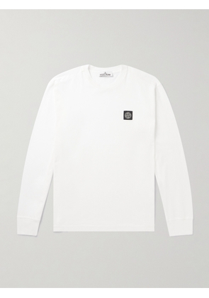 Stone Island - Logo-Appliquéd Garment-Dyed Cotton-Jersey T-Shirt - Men - White - S
