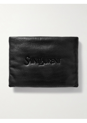 SAINT LAURENT - Logo-Debossed Textured-Leather Pouch - Men - Black