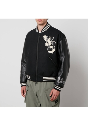 Y-3 Letterman Felt and Faux Leather Jacket - S