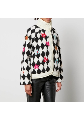 Tach Ivette Floral-Embroidered Fleece Jacket - S