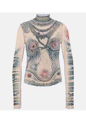 Jean Paul Gaultier Tattoo Collection printed turtleneck top