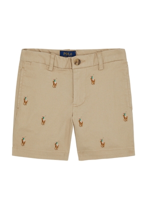 Polo Ralph Lauren Kids Logo-embroidered Stretch-cotton Shorts - Beige - 7 Years