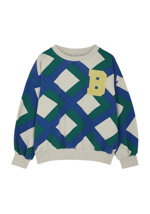 Bobo Choses Kids Giant Check Printed Cotton Sweatshirt - Blue - 6 Years