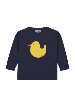 Bobo Choses Kids Rubber Duck Printed Cotton top - Navy - 9 Months
