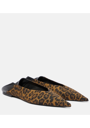 Saint Laurent Nour leopard-print leather-trimmed mules
