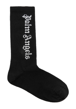 Palm Angels Kids Logo Cotton-blend Socks - Black - S