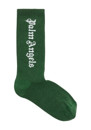 Palm Angels Kids Logo-intarsia Cotton-blend Socks - Green