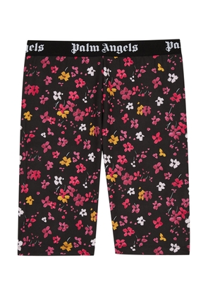 Palm Angels Kids Floral-print Stretch-jersey Cycling Shorts - Black - 12 Years