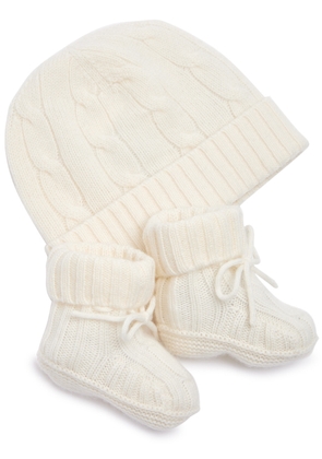 Polo Ralph Lauren Kids Cable-knit Cashmere Socks and hat set - White