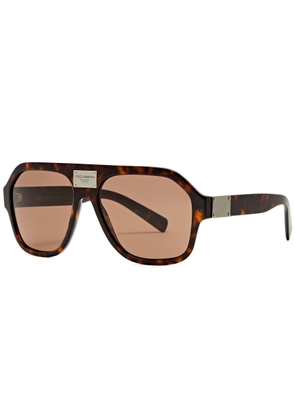 Dolce & Gabbana Aviator-style Sunglasses - Brown Havana