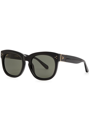 Linda Farrow Luxe Jenson Oval-frame Sunglasses, Sunglasses, Black